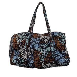 Vera Bradley Large Duffel Bag Java Floral NEW Travel Vacation Blue Brown